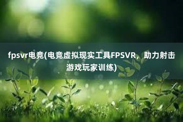 fpsvr电竞(电竞虚拟现实工具FPSVR，助力射击游戏玩家训练)