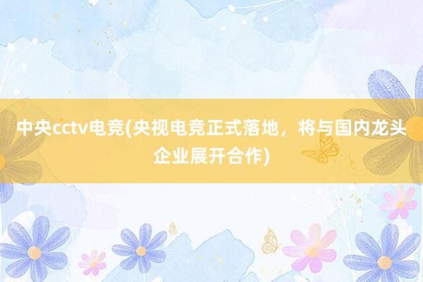 中央cctv电竞(央视电竞正式落地，将与国内龙头企业展开合作)