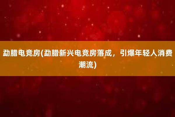 勐腊电竞房(勐腊新兴电竞房落成，引爆年轻人消费潮流)