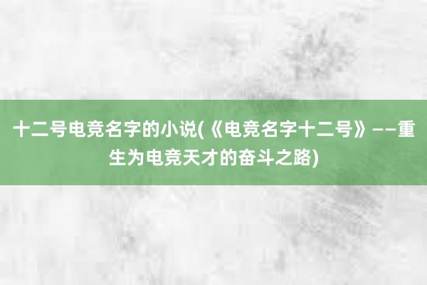 十二号电竞名字的小说(《电竞名字十二号》——重生为电竞天才的奋斗之路)