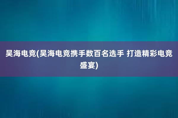 吴海电竞(吴海电竞携手数百名选手 打造精彩电竞盛宴)