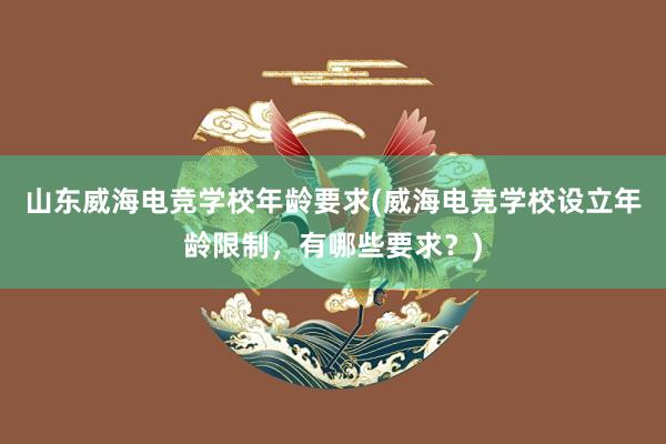 山东威海电竞学校年龄要求(威海电竞学校设立年龄限制，有哪些要求？)