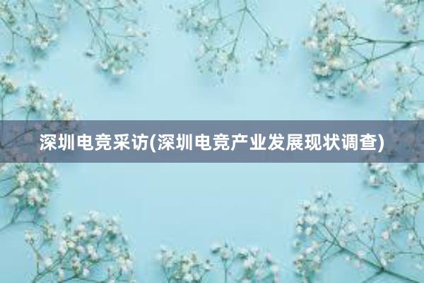 深圳电竞采访(深圳电竞产业发展现状调查)