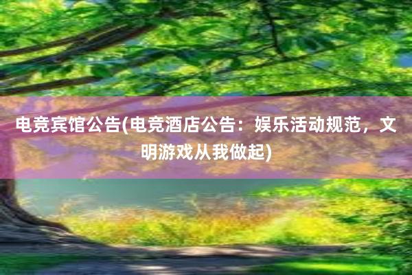 电竞宾馆公告(电竞酒店公告：娱乐活动规范，文明游戏从我做起)