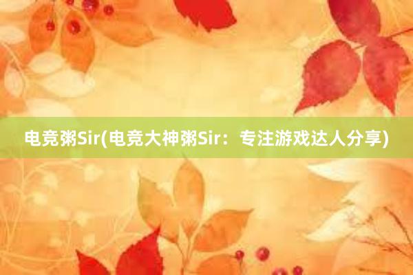 电竞粥Sir(电竞大神粥Sir：专注游戏达人分享)