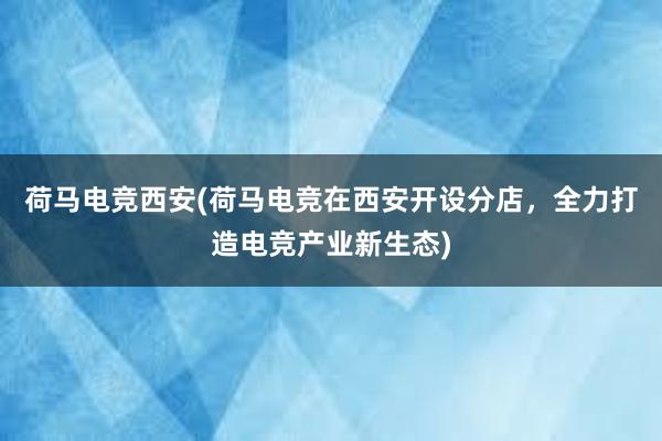 荷马电竞西安(荷马电竞在西安开设分店，全力打造电竞产业新生态)