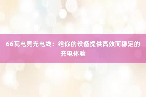 66瓦电竞充电线：给你的设备提供高效而稳定的充电体验