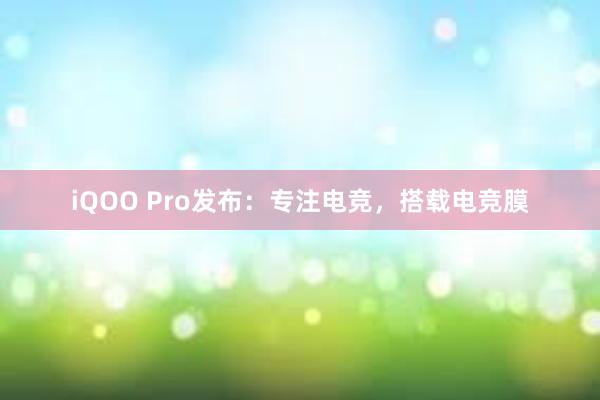 iQOO Pro发布：专注电竞，搭载电竞膜