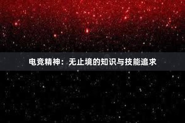 电竞精神：无止境的知识与技能追求